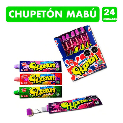 Chupetín Mabu Dulce Líquido 24 Unidades Manzana Fresa Uva