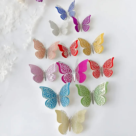 12 Unidades Decoración De Mariposas 3d Colores