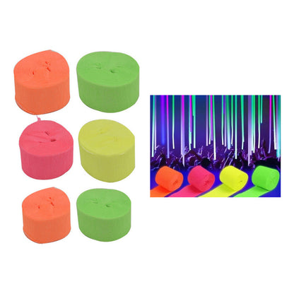 Pack 6 Festones Crepé Flúor Para Fiestas Y Cumpleaños