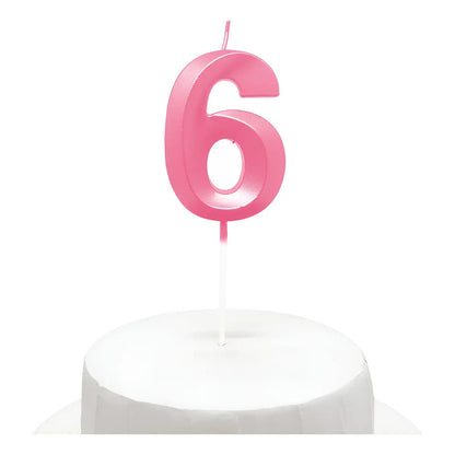 Vela De Cumpleaños Numeral Rosado Brillante 5x7 Cm