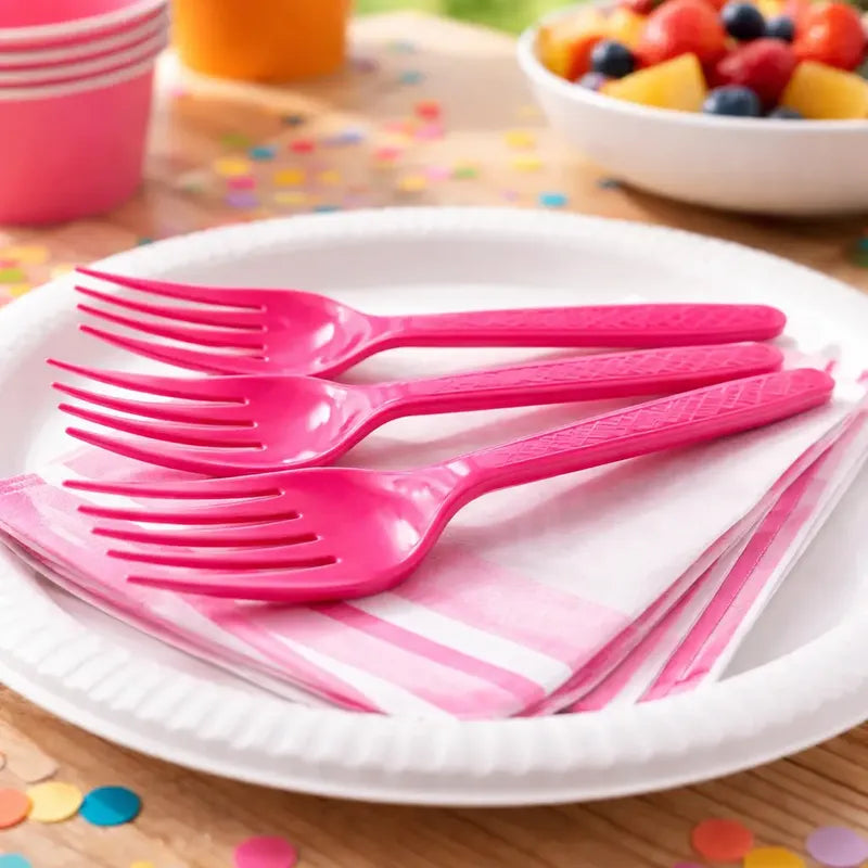 Pack 20 Tenedores Plásticos De Color Para Fiestas