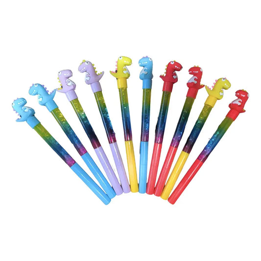 12 Lapiceros Kawai Agua Glitter Dino Juguetes Surtido Negro