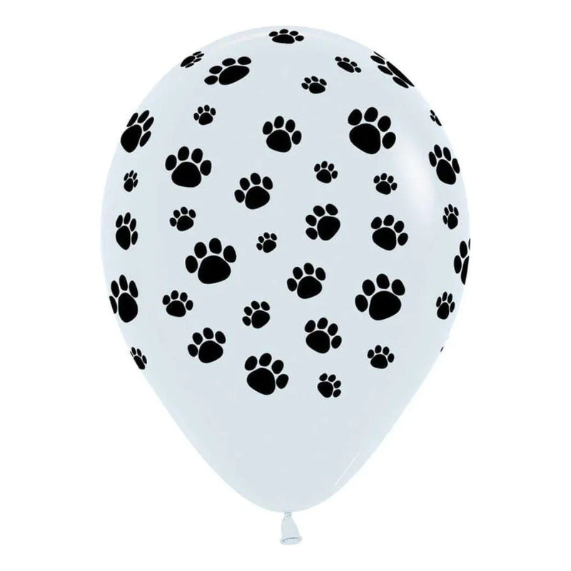 50 Globos De Látex Huellas De Patita De Perro Para Fiestas Blanco