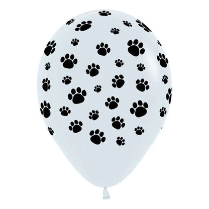 50 Globos De Látex Huellas De Patita De Perro Para Fiestas Blanco