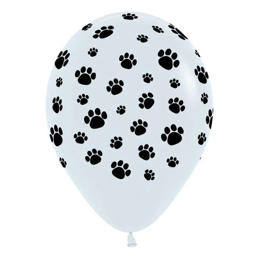 50 Globos De Látex Huellas De Patita De Perro Para Fiestas Blanco