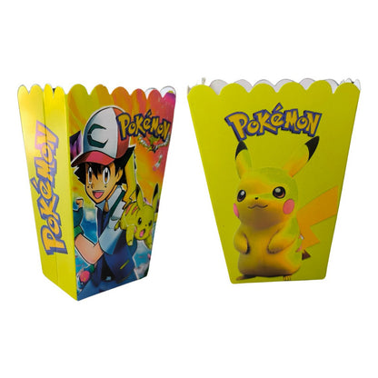 Pack 6 Cajas De Cabritas Pop Corn Pokemon Cotillón Amarillo