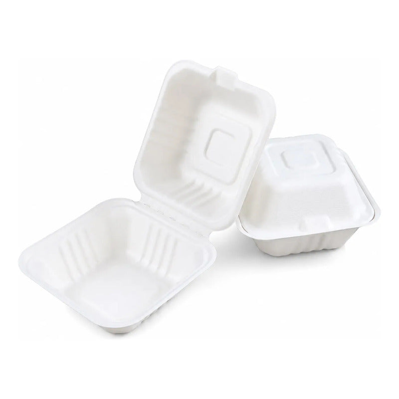 Pack 50 Porta Torta Biodegradable Para Cumpleaños Blanco