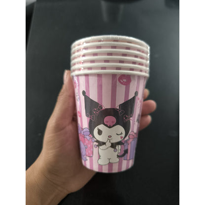 Pack 6 Vasos Cumpleaños Kuromi Desechables Violeta