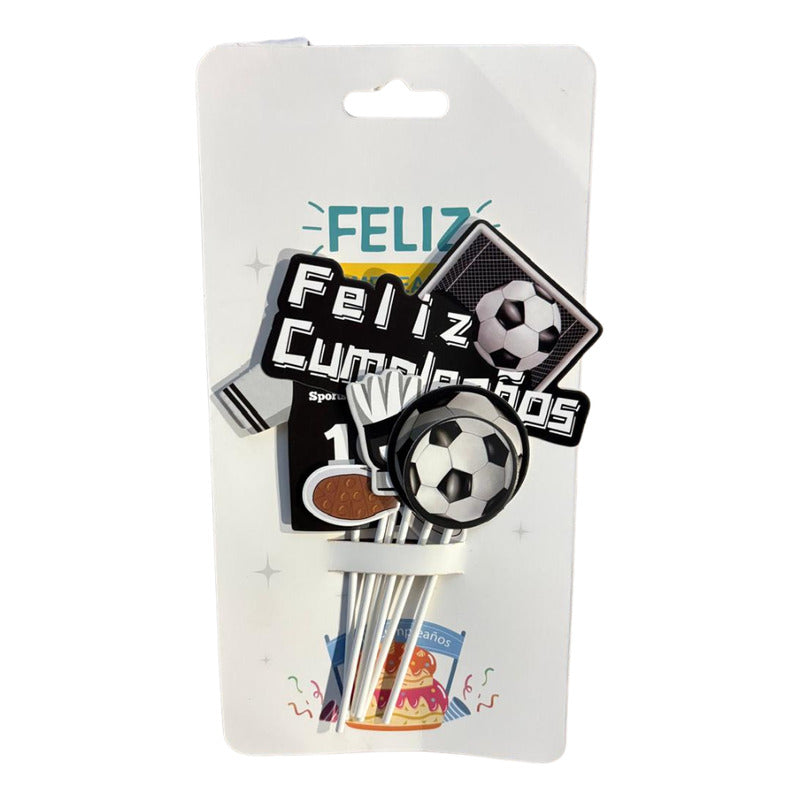 Topper Torta De Cumpleaños Futbol Cotillón X 6 Unidades