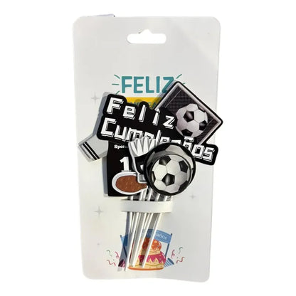 Topper Torta De Cumpleaños Futbol Cotillón X 6 Unidades Blanco Y Negro Fútbol