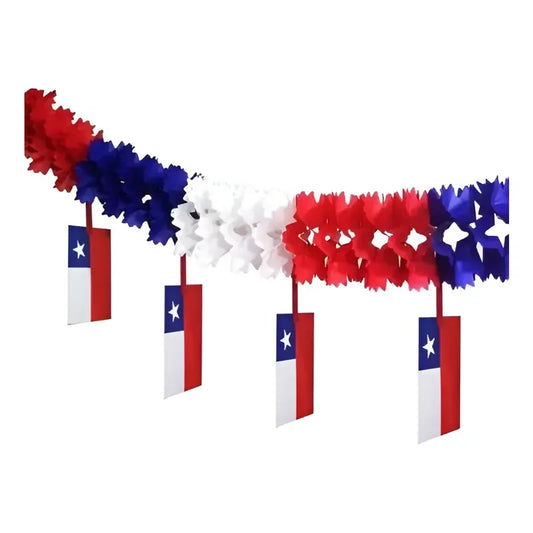 Decoración Fiestas Patrias Guirnalda Bandera  40cm X 2mt Tricolor