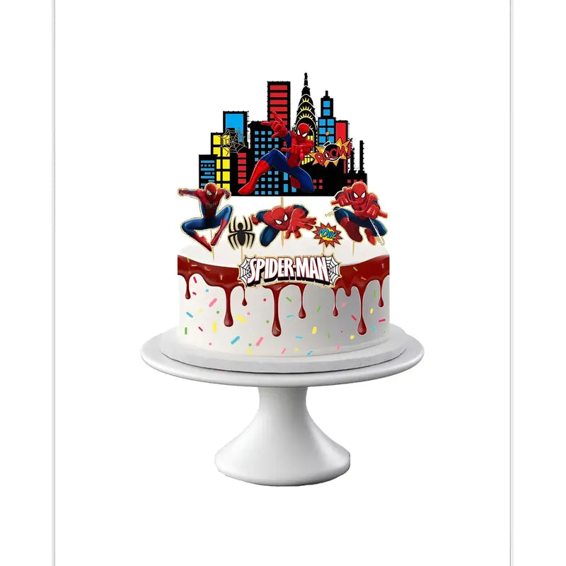Pack 6 Topper De Torta De Cumpleaños Spiderman