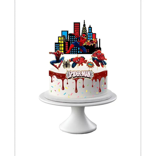 Pack 6 Topper De Torta De Cumpleaños Spiderman