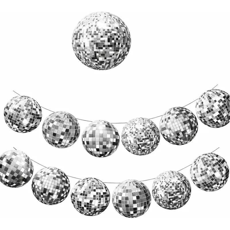 Guirnalda De Bolas Espejadas De Disco Decoración De Fiesta Plateado