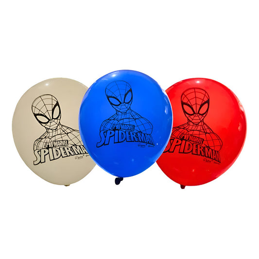 Pack 12 Globos Látex Cumpleaños Spiderman