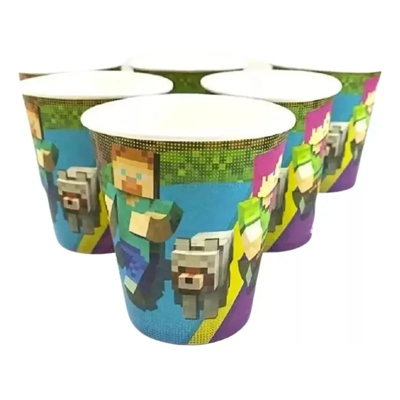 Pack 6 Vasos Cumpleaños Cotillón Minecraft
