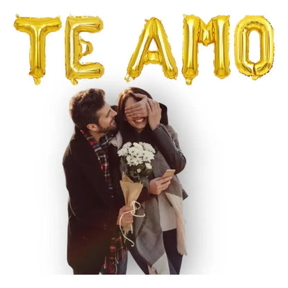 Set Globos Te Amo Metalicos Letras Frase Amor Especial 33cm