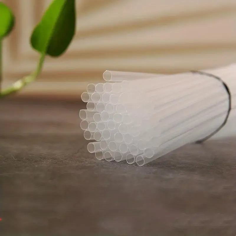 50 Bombillas Plásticas Desechables Transparentes Gruesas Transparentes