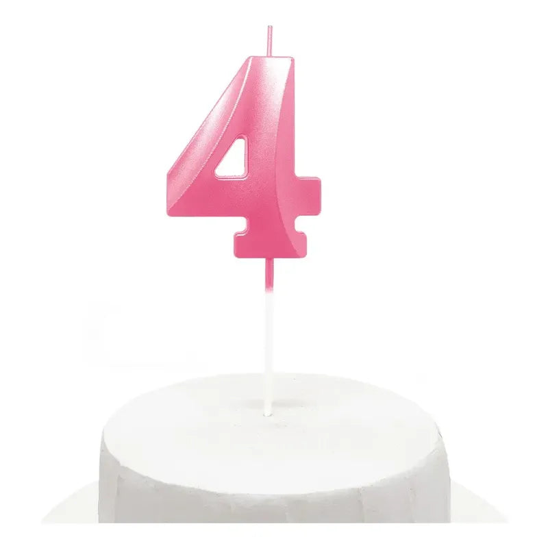 Vela De Cumpleaños Numeral Rosado Brillante 5x7 Cm