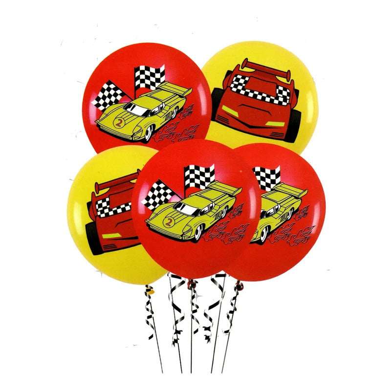 Pack De Globos De Látex Para Cumpleaños Autos Hot Wheels, Rojos Rojo