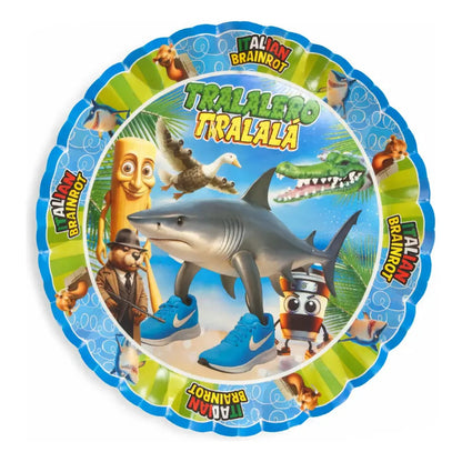 Pack 4 Bandejas Tralelero Tralalá Brainrot Cumpleaños Azul