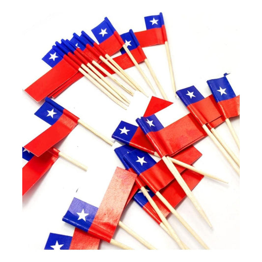 Mondadientes O Pinchos Bandera Chile X 25 Unidades