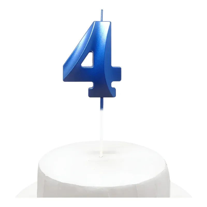 Vela De Cumpleaños Numeral Azul Brillante 5x7 Cm