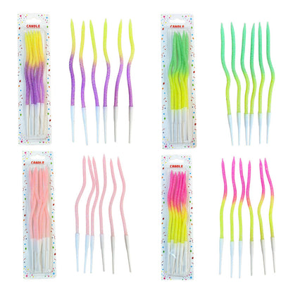 Pack 6 Velas De Cumpleaños Ovaladas Degrade Glitter