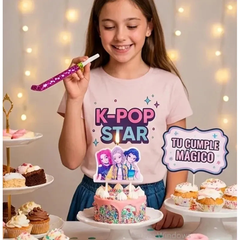 Vela Cera Feliz Cumpleaños Guerreras K-pop Golden Huntrlx