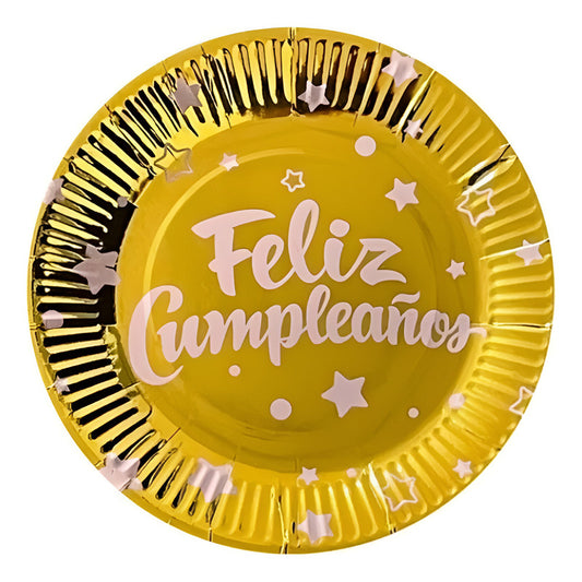 Pack 10 Platos De Feliz Cumpleaños Con Diseño