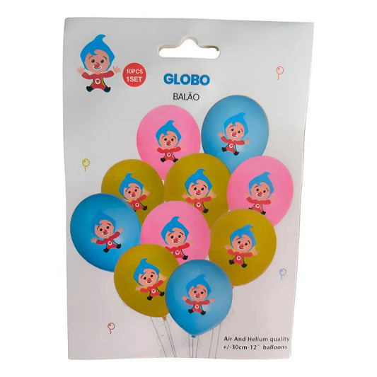Pack 10 Globos Látex Plim Plim Para Cumpleaños, Y Redondo Surtido