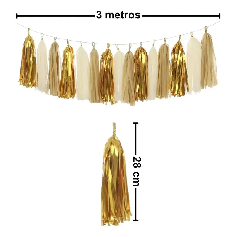 Guirnaldas Tassel 18 Porras Doradas Decoración Fiestas Dorado