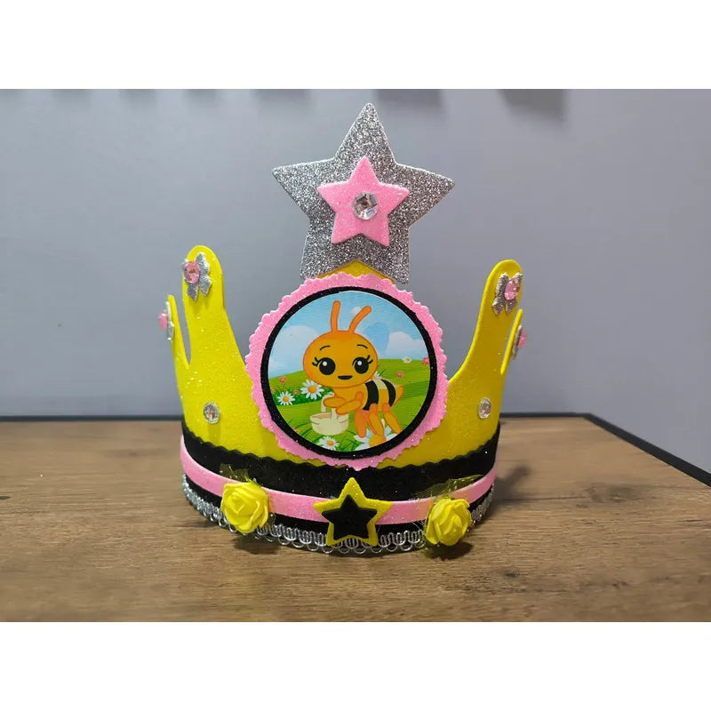 Corona Cumpleaños Festejado Abejita Chiquitita Plim Plim Amarillo