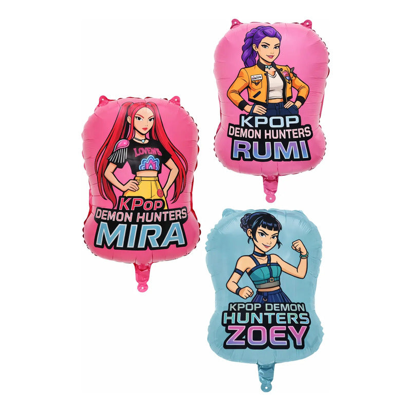 Globo Metálico Kpop Demon Hunters Decoración Pack 3 Surtido