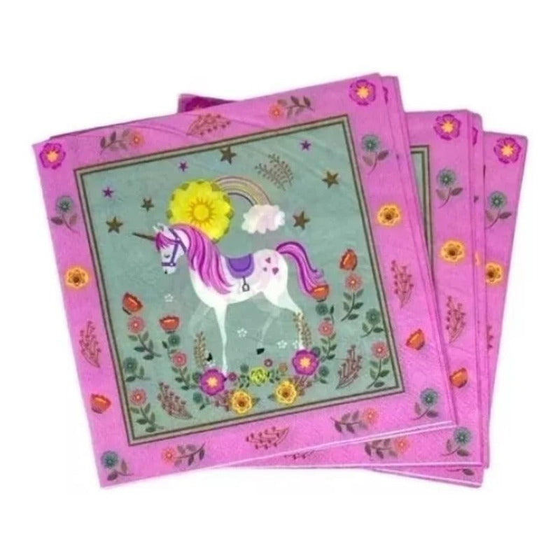 Pack 20 Servilletas Unicornio Cumpleaños