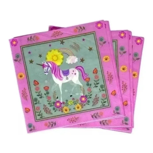 Pack 20 Servilletas Unicornio Cumpleaños