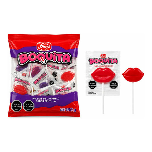 20 Paletas De Caramelo Boquita Fruna Sabor Frutilla