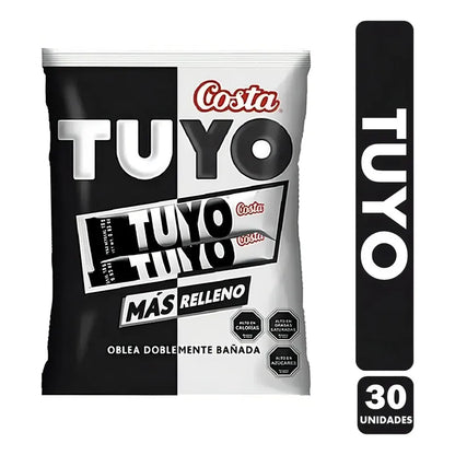Oblea Costa Tuyo Con Crema De Maní Y Baño De Chocolate, Pack De 30 Unidades