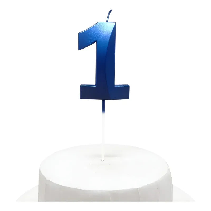 Vela De Cumpleaños Numeral Azul Brillante 5x7 Cm