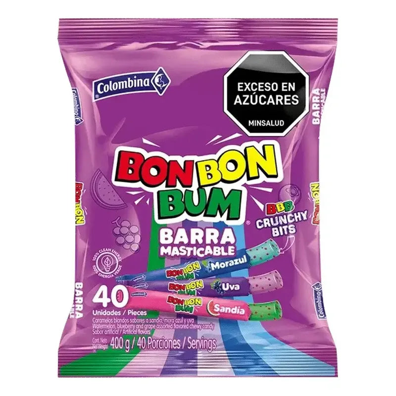 Masticable Bon Bon Bum De Colombina Con Sabores Frutales Surtidos, 40 Unidades