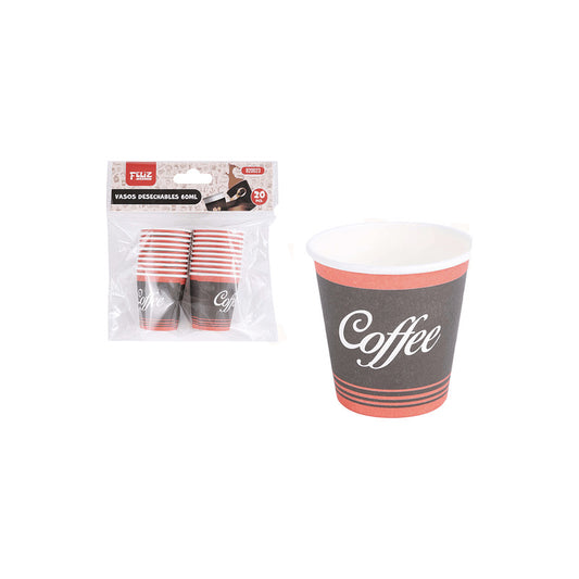 Pack 20 Mini Vasos De Café 60 Ml