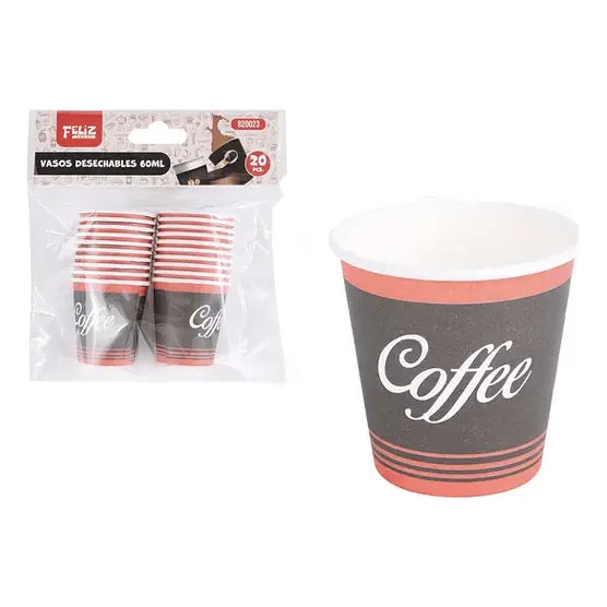 Pack 20 Mini Vasos De Café 60 Ml Café
