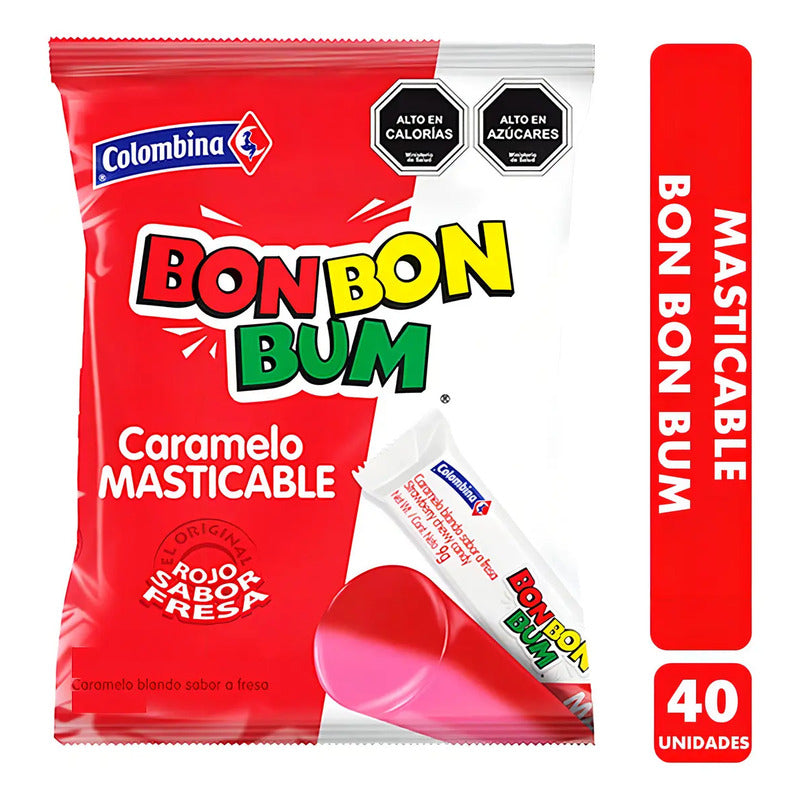 Masticable Bon Bon Bum Sabor Fresa De Colombina (bolsa 40un)