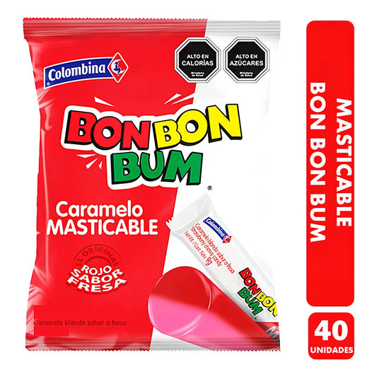 Masticable Bon Bon Bum Sabor Fresa De Colombina (bolsa 40un)
