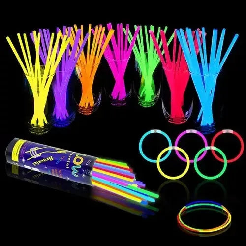 100 Pulseras Flúor Neón Tik Tok Brillan En Oscuridad Amarillo/naranja/rosa/verde/azul