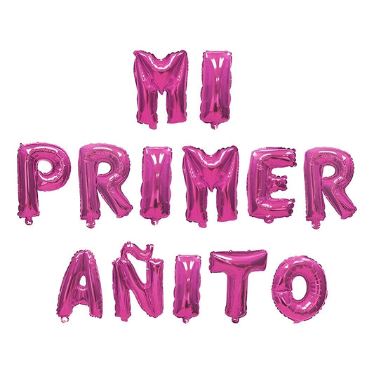 Globo Metalizado Mi Primer Añito Rosado Cotillon