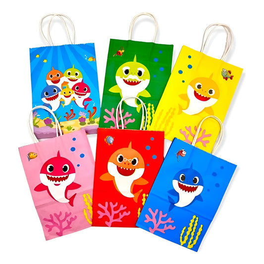 Pack 12 Bolsas De Cumpleaños De Papel Baby Shark