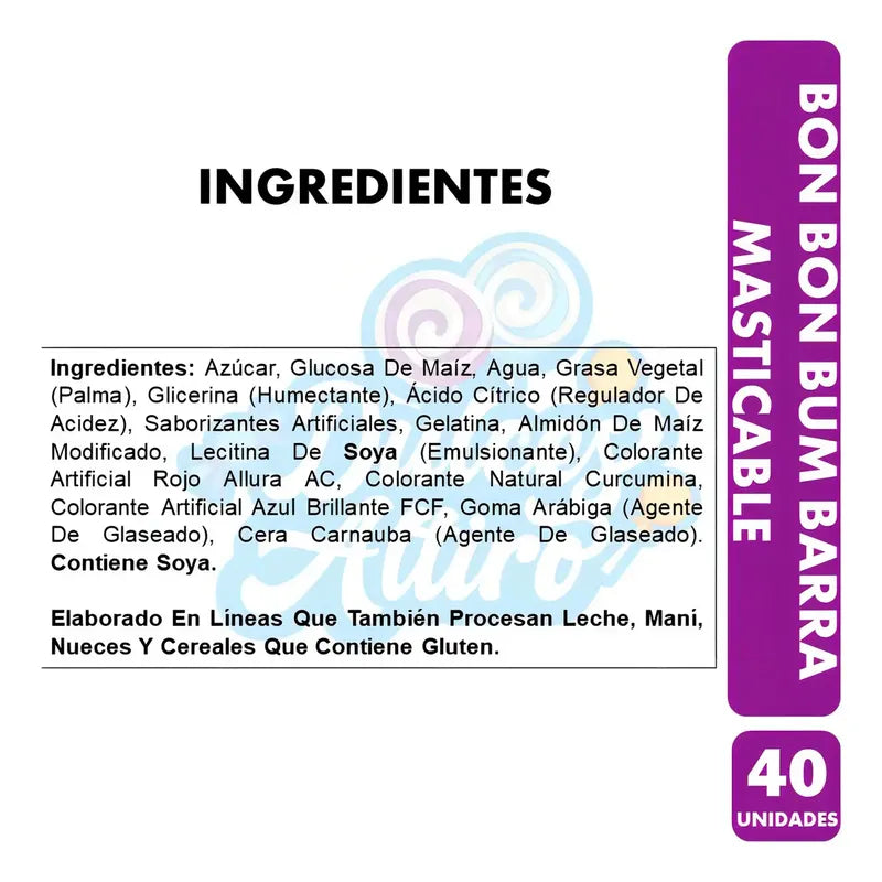 Masticable Bon Bon Bum De Colombina Con Sabores Frutales Surtidos, 40 Unidades