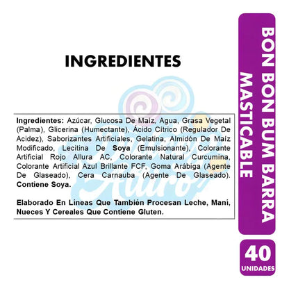 Masticable Bon Bon Bum De Colombina Con Sabores Frutales Surtidos, 40 Unidades