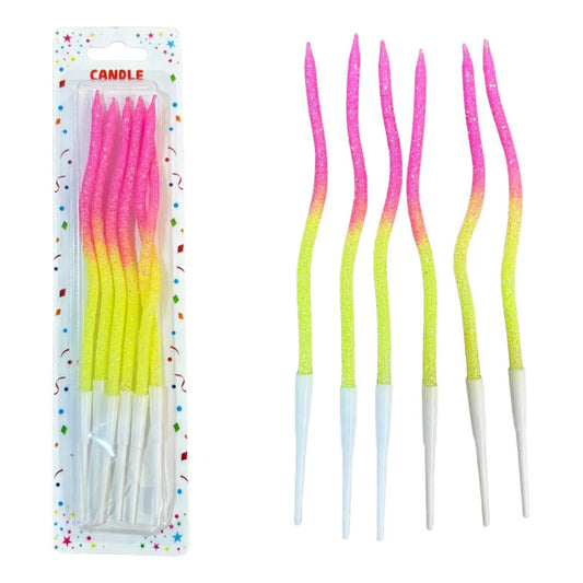 Pack 6 Velas De Cumpleaños Ovaladas Degrade Glitter